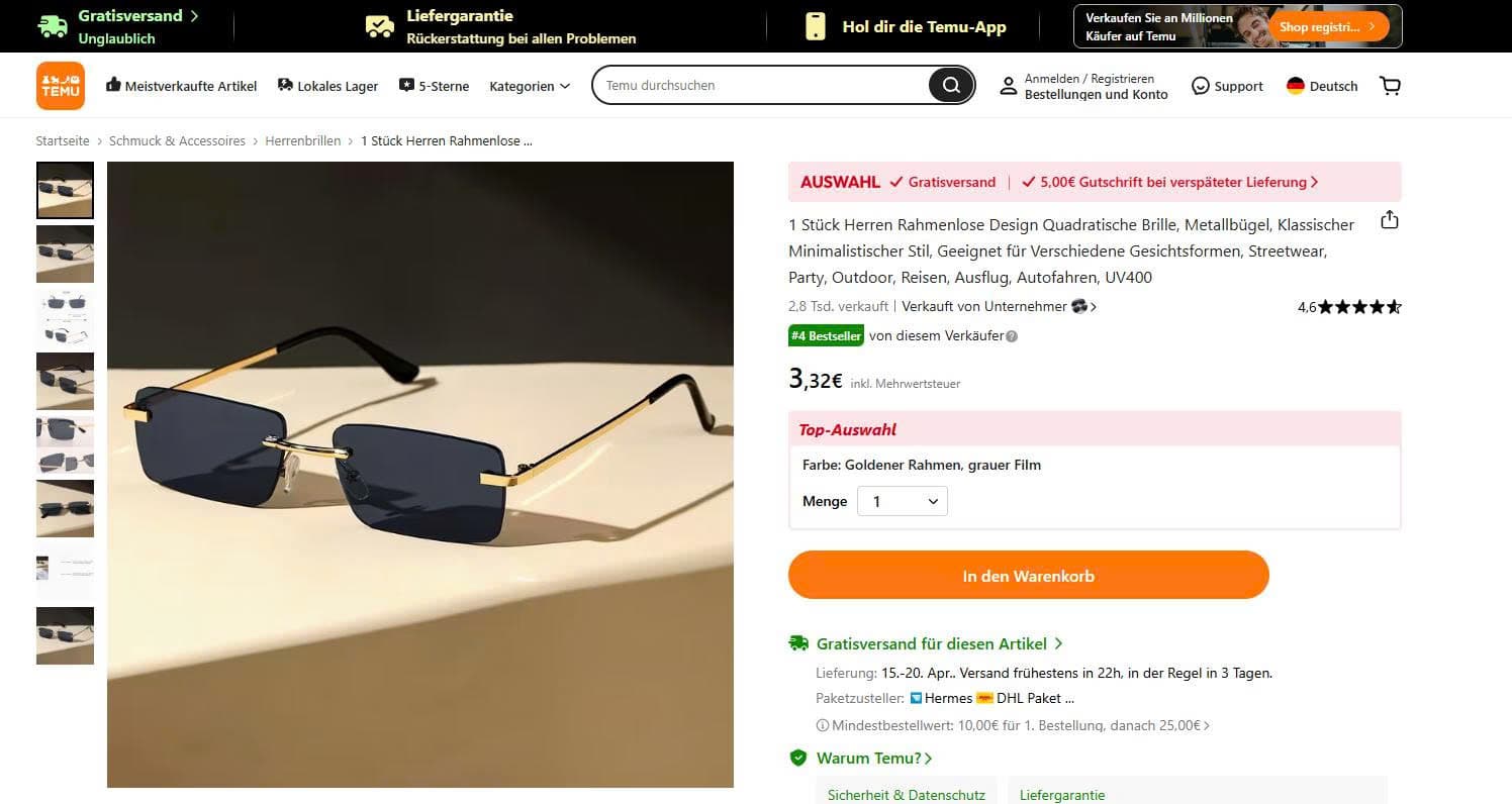 Bestellung bei Temu ändern 1