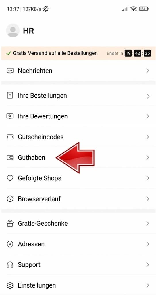 Guthaben auf Temu überprüfen 4