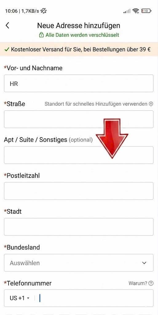 Neue Adresse bei Temu hinzufügen 5