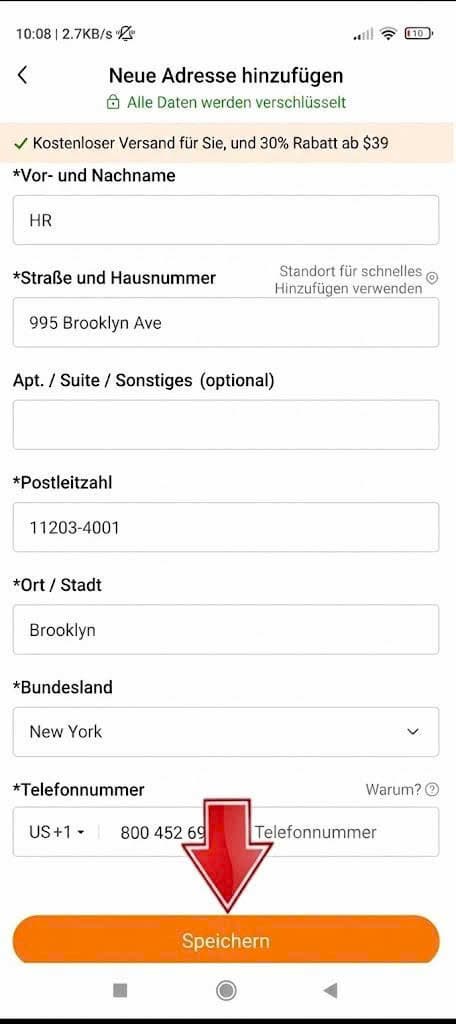Neue Adresse bei Temu hinzufügen 6