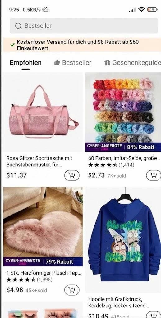 Produkte bei Temu in den Warenkorb hinzufügen 2