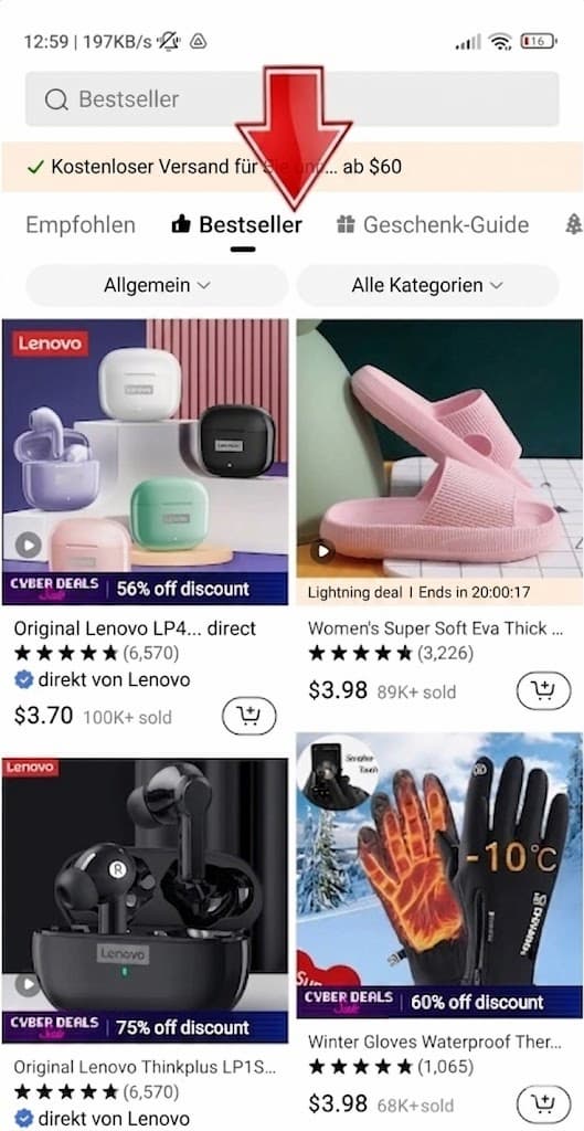 So findet man Bestseller auf Temu 3