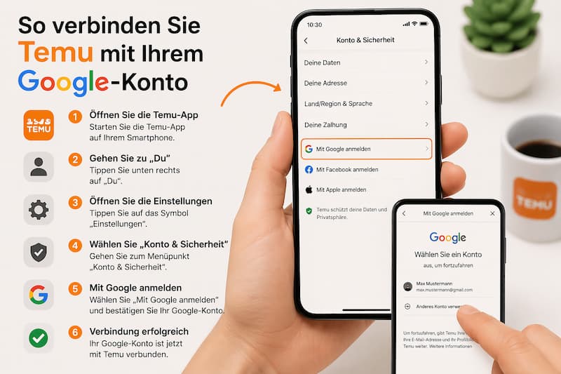 So verbinden Sie Temu mit Ihrem Google-Konto 1