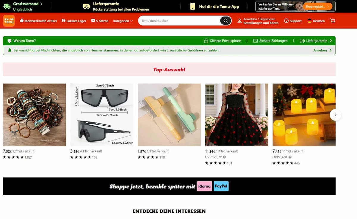 Temu für Neukunden 1