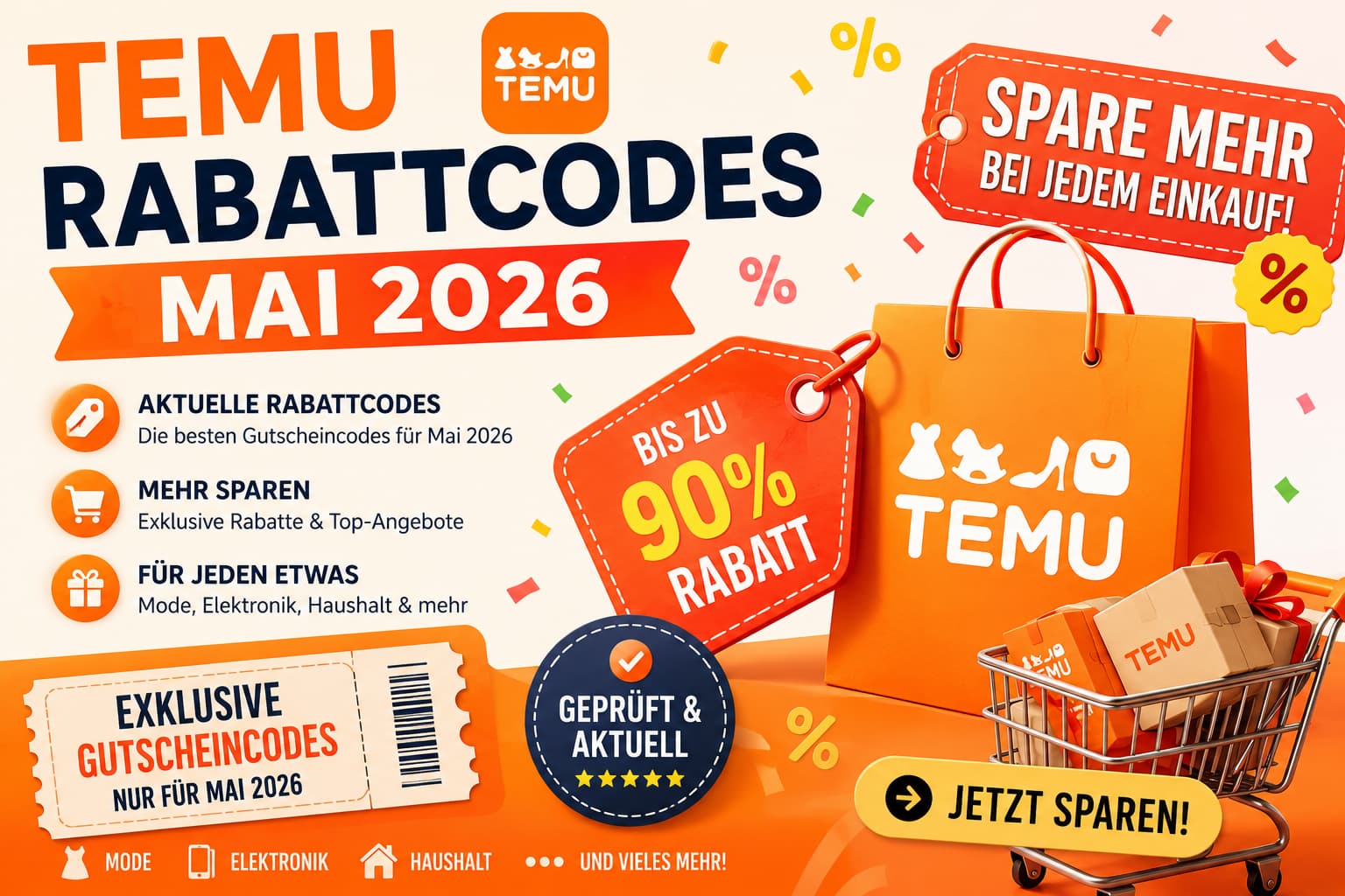 Temu Rabattcode Mai 2026 – 50 exklusive Gutscheincodes für mehr Rabatt beim Einkauf